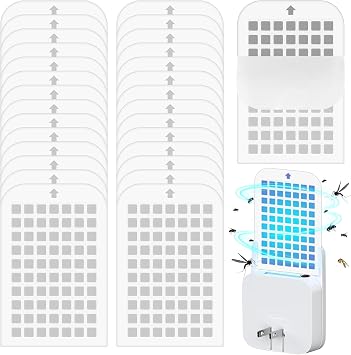 Qualirey 30 Pack Flying Insect Trap Refill Sticky Card Plug Refill Replacement, 1:1 Size