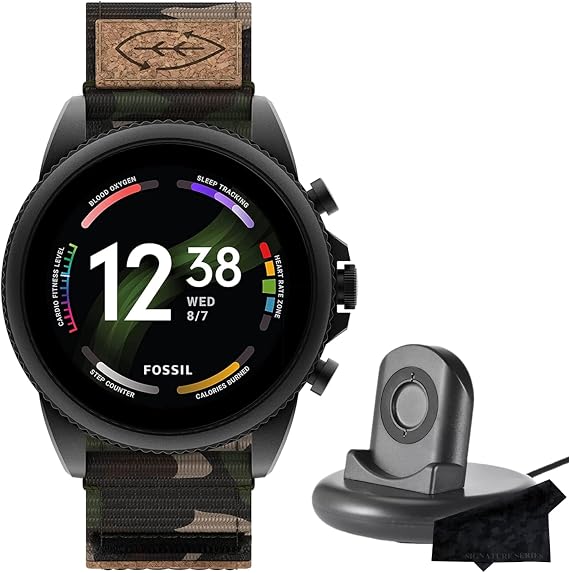 Fossil Gen 6 Men's 44mm Touchscreen GPS and Activity Smartwatch with Signature Series Charger Bundle