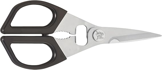 Miyabi Kitchen Shears, Precisely Sharpened Stainless Steel Blades, Long Lasting Sharpness, Smooth Cutting Accuracy, Handles Designed for Comfort, Screw Cap and Bottle Cap Opener, Made in Japan