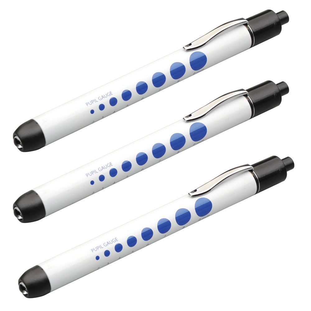 ADC 352WPQ-3 Metalite 352 Reusable Penlight in Display Pack, White with Pupil Gauge Pack of 3