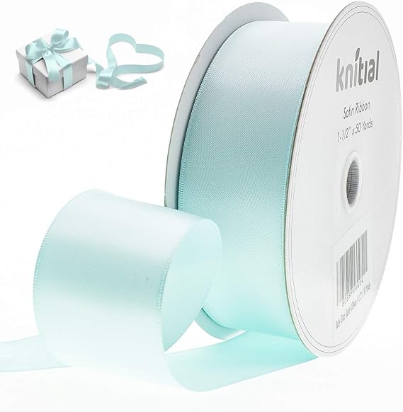 Baby Blue Satin Ribbon 1-1/2 inch x 50 Yards Double Face Silky Satin Baby Blue Ribbon for Gift Wrapping and Crafts