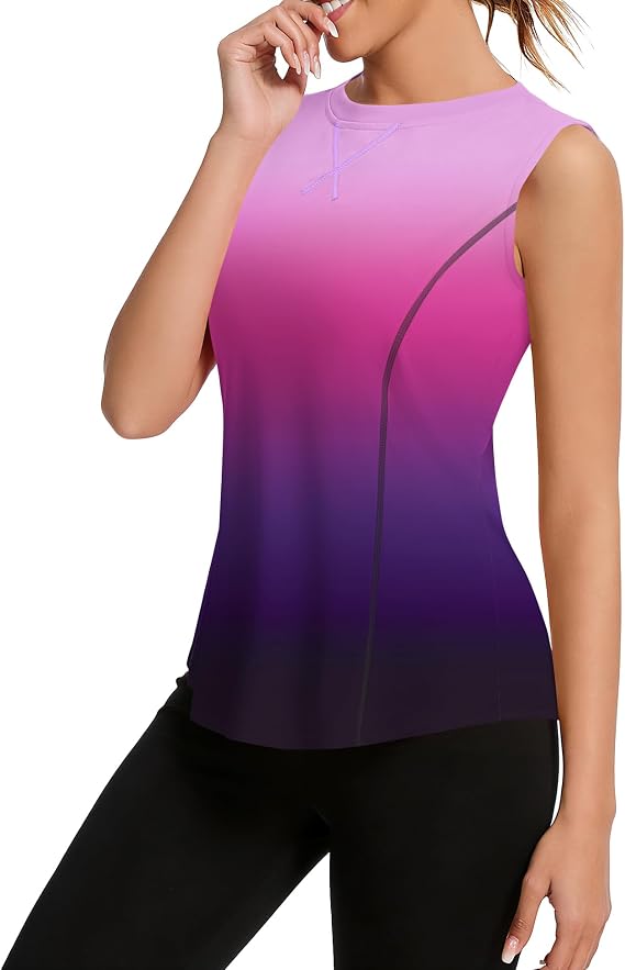 Avoogue Womens Tank Tops Sleeveless Workout Tank Tops Quick Dry UPF 50+ Sun Athletic Shirts Running Gym Yoga Baseball Clothes