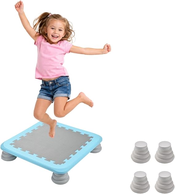 Small Trampoline for Kids Ages 6-12 | 25 Inch Square Leaps and Rebounds Trampoline eith Non - Slip Base | Indoor Stable Bouncing Bed for Kindergarten,