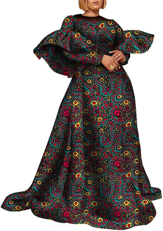 African Dresses for Women Beautiful Long Skirt Traditional Ankara Kente Print for Party Wedding