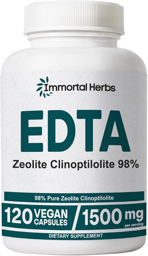 EDTA Capsules 1500mg with Zeolite 98% and Milk Thistle, 120 Pills, Non-GMO & Gluten Free Calcium Disodium EDTA Supplement