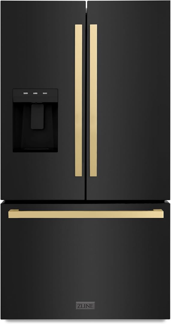 ZLINE Autograph 36 in. Black Stainless Standard Refrigerator w/Bronze Handles (RSMZ-W36-BS-FCB)