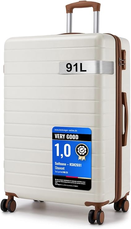 Large Suitcase 28 Inch Hard Shell Luggage ABS Travel Case (Cream)