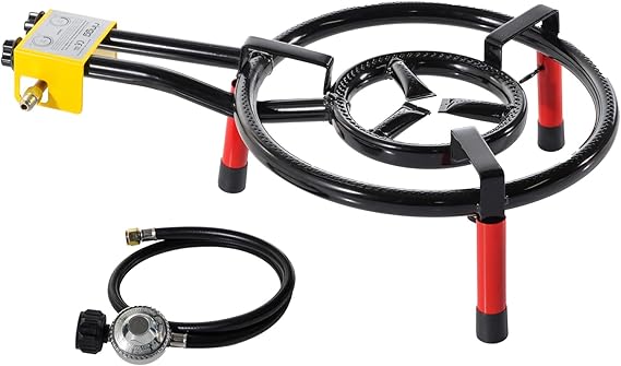 Ringg Flame Series Classic Kit with 16-In. Dual-Ringed Gas Burner and 5-In. Tabletop Stand for 16 Servings