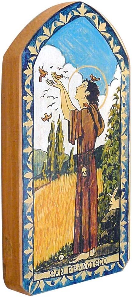 San Francisco (St Francis) Patron Saint of Animals Modern Retablo Plaque | 3.5 x 7.25 Inches Handmade in the USA