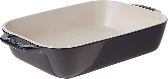 Staub Ceramic Rectangular Gratin Dish, Dark Blue, 10.5" x 7.5"