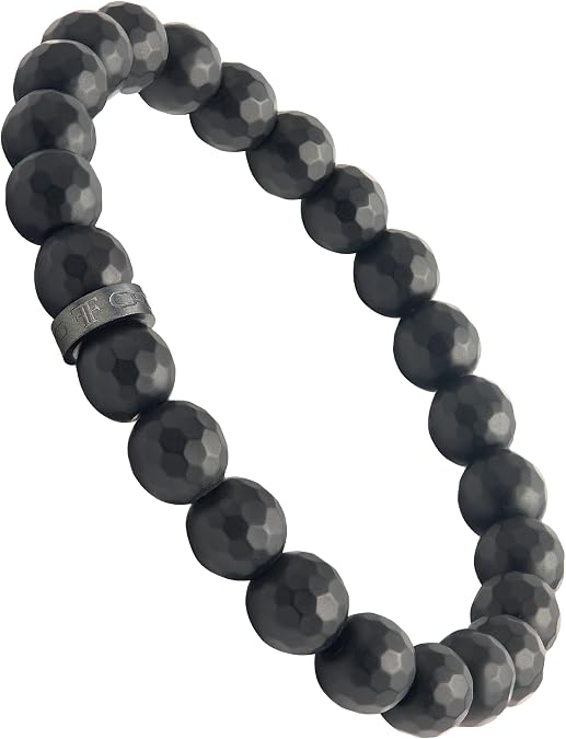 Forge & Foundry Pindar Men's Faceted Matte Black Onyx Stone Bead Bracelet