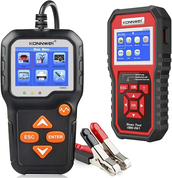 KONNWEI KW650 Battery Tester + KW850 Professional OBD2 Scanner