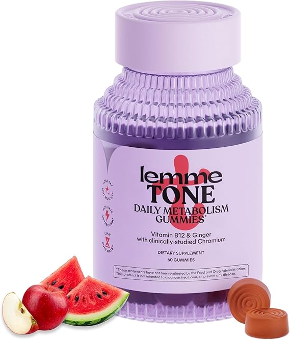 Lemme Tone Metabolism & Body Toning Gummies, 30-Day Supply | Clinically Studied Chromium & B12, Blood Sugar & Weight Management Support, Watermelon Apple Flavor