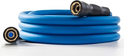 58 Female to Female HotCold Water Leader Hose 15ft,50F to 190F Flexible,Burst 600 Psi 34 Brass Fittings with Swivel Grip Handle for Outdoor,Yard, Farm, Blue