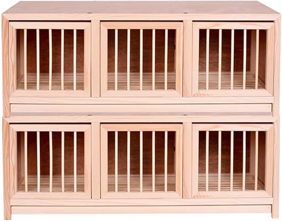 Bird Cage 2/3 Door Professional Racing Pigeon Cage, Stackable Portable Bird Cage, Pine Frame Breeding Cage with Partitions, Farm Pigeon Nest Box, Easy to Install(35inches*2)