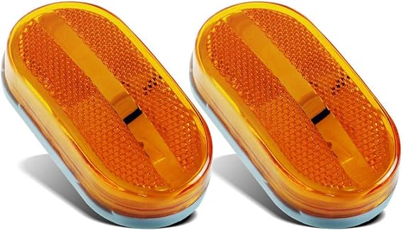 Partsam 2Pcs [DOT Certified] Amber 4 Inch LED Trailer RV Camper Side Marker Clearance Lights Lamps 6 Diodes with Reflex Lens Surface Mount Reflective 2x4 Rectangle Truck Marker Lights Front Rear