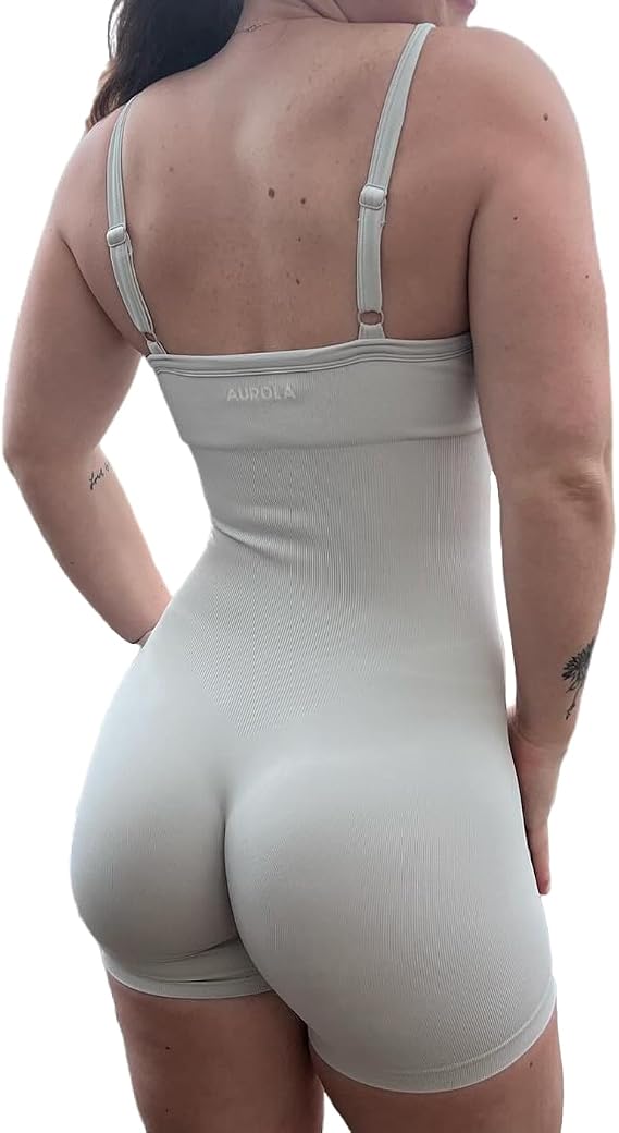 AUROLA Power Tummy Control Racerback Workout Romper for Women