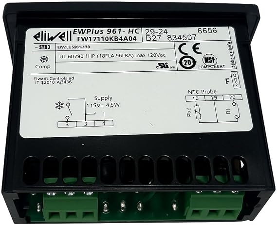 EWPlus 961 Digital Temperature Controller 115V, Industrial Refrigeration Controller with NTC Probe Input, Model EW17Y10XB4A04