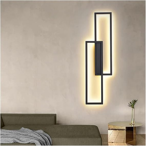 LED Wall lamp Black Rectangle Simple Wall lamp Indoor Living Room Bedroom Bedside lamp Home Decoration Lighting,Modern Chandelier Light