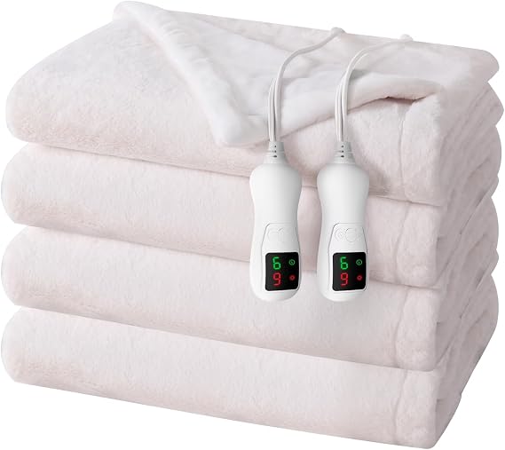 Electric Heated Blanket Queen Size, Heating Blankets for Home, Pink White