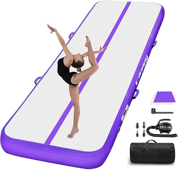 Air Mat Tumble Track, Gymnastics Mats Tumbling Track with Electric Air Pump for Home Use Cheerleading Training Kids Gym Yoga
