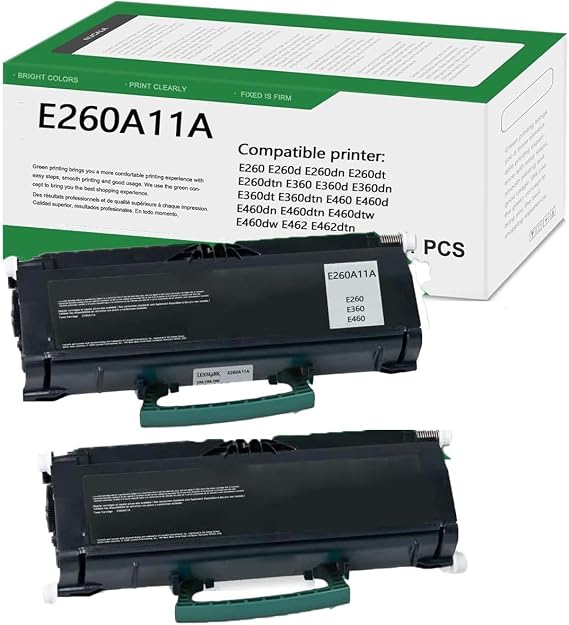 2 Pack E260A11A Toner Cartridge Replacement for Lexmark E260 E360 E460 E462 E260d E260dn E260dt E260dtn E360d E360dn E360dt E360dtn E460d E460dn E460dw E460dtn E462dtn | for E260 E360 E460 E462 E260d E260dn E260dt E260dtn E360d E360dn E360dt E360dtn E460d E460dn E460dw E460dtn E462dtn