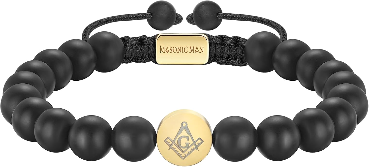 MasonicMan Mens Masonic Bracelet Freemasonry Gift Mason Logo