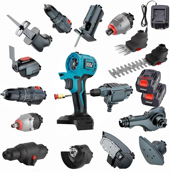 Cordless Power Tool Combo Kit, 15-in-1 Brushless Power Tool Combo Kit, 2-in-1 Hedge Trimmer, Woodworking Tool Kit with 3.0 Ah Battery and Tool Boxes, Cordless Tool Set for DIY Projects