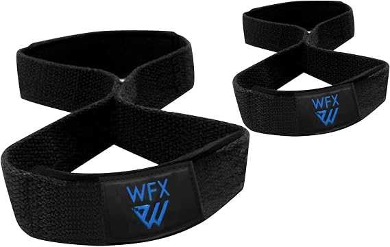 WFX Weight Lifting Straps Padded Figure 8 Wrist Support Gym Wraps Men Women Fitness Bodybuilding Double Loop Workout Heavy Training Powerlifting Dumbbell Squats Pull Up Grip