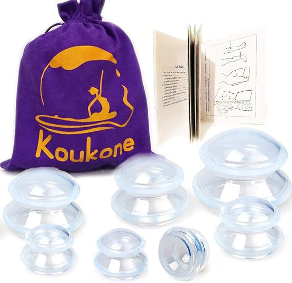 7 Cups Professional Cupping Therapy Set with User Manual Massage Jar Silicone Vacuum Suction Cups - Anti Cellulite & Pain Relief & Relaxation Massager (Medium Set)