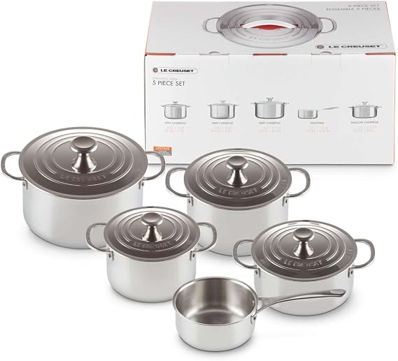 Le Creuset 3-Ply Plus Stainless Steel 5-Piece Cookware Set, 96605300000000