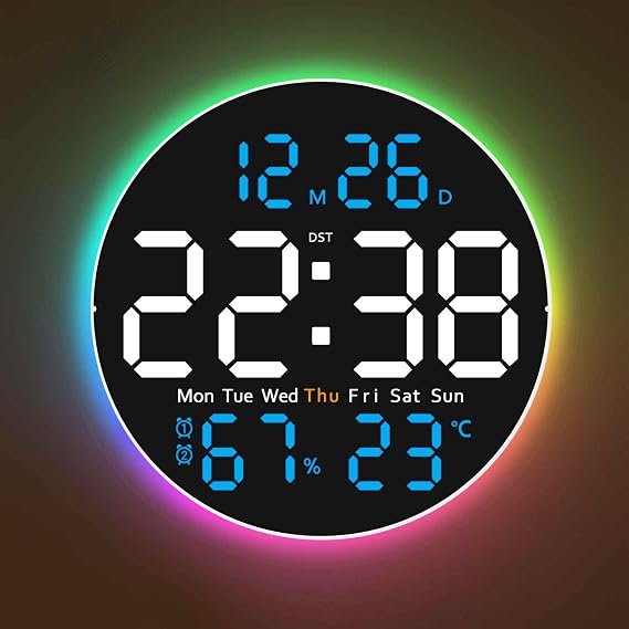 10 Inch Large Digital Wall Clock with 9 Color Changing,Blue