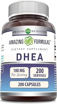 Amazing Formulas DHEA 100 mg Capsules | Supplement | Non-GMO | Gluten Free | Made in USA 1 Pack, 200 Count