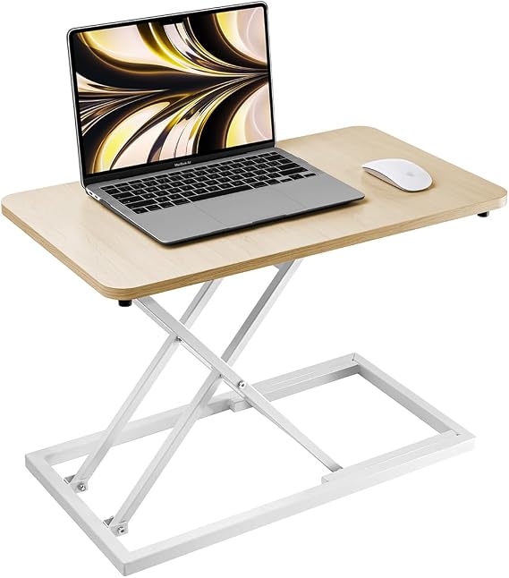 Omhuzsyo 24 in Height Adjustable Standing Desk Converter Stand Up Riser | Suitable for Use in Laptop and Single Monitor,Ergonomic Sit Stand Workstations for Home Office,Keyboard Stand for Desktop