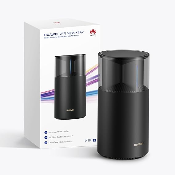 HUAWEI WiFi Mesh X1 Pro Router 3.6 Gbps Dual Band WLAN 7 1 Pack Multi-level power antenna four 2.5 GE connections aesthetic design for home no DSL function gaming