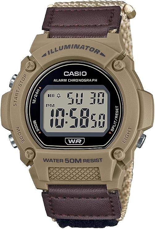 Casio W219H Series | Mens Digital Watch | 50M WR | LED Illuminator | 100 SEC Chronograph | 1/100 SEC Stopwatch | Daily Alarm | Hourly Time Signal | Auto Calendar | 7 Year Battery