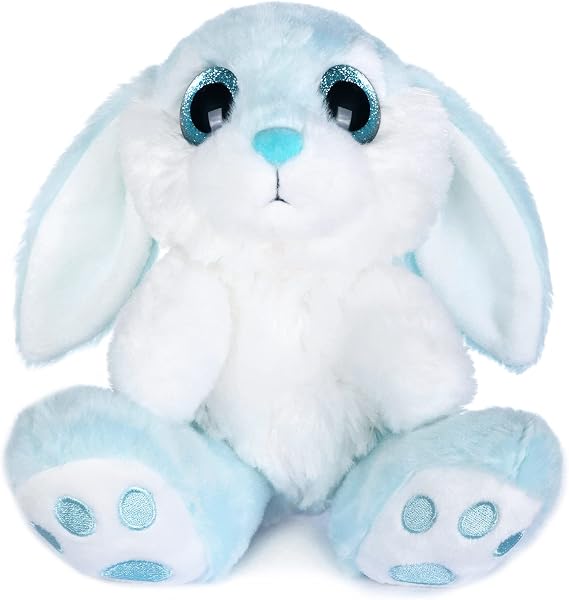 My OLi Bunny Teddy Soft Toy 22cm/8.5" Plush Rabbit Teddy with Floppy Ears | Cuddly Stuffed Animal Easter Gifts for Kids Babies Boys Girls Ideal Nursery Decoration, Blue