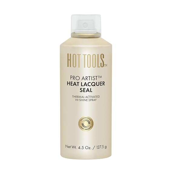 Hot Tools Heat Protectant Hi-Shine Spray | Instantly Makes Hair Shinier & Minimizes Frizz, Protects Hair from Heat Damage without Use of Silicones, Lacquered Finish