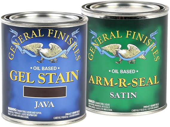 Gel Stain [Java] + Arm-R-Seal [Satin] Topcoat | Quarts | General Finishes | Premium Oil-Based Wood Finish Set
