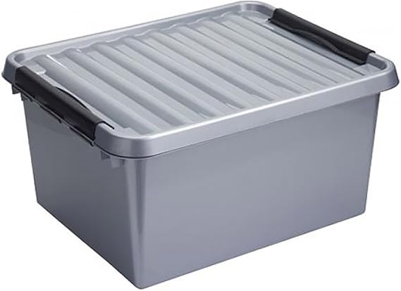 Sunware Plastic Storage Box Q-Line - 36L - Perfect Stacking System Design Metallic