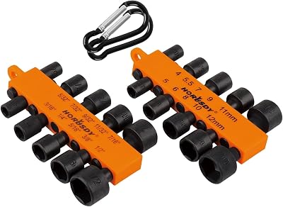 HORUSDY 22-Piece Power Nut Driver Set for Impact Drill, SAE and Metric, 14 Nut Driver Hex Keys, Hex Head Drill Bit Set