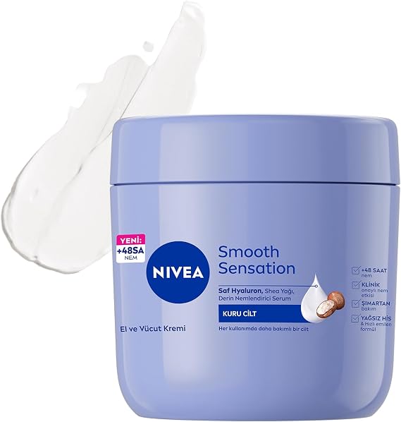 NIVEA Moisturizing Hand and Body Care Cream Smoothing 400 ml, Dry Skin, 48 Hours Intensive Moisturizing, Shea Butter