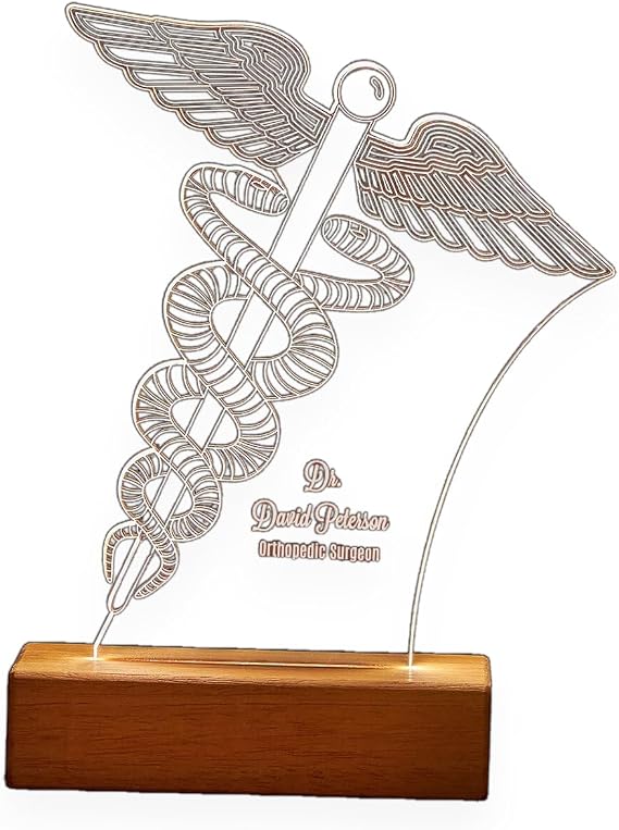 3D Illusion Lamp, Gift for Doctor! Personalized Acrylic Led Desk Lamp with Medical Sign, Unique Dentist Gift as a 3D Printed Lamp, Unique Graduation Gifts