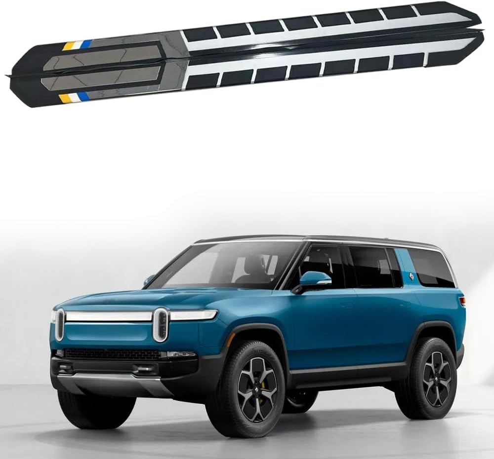 Fixed 2PCS Running Board fits for Rivian R1S 2021 2022 2023 2024 2025 SUV Side Steps Nerf Bars Accessories wBrackets
