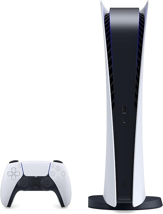 PS5 - Sony PlayStation 5 Digital Edition Gaming Console + Wireless Controller - 16GB GDDR6 RAM, 825GB SSD, 120Hz 8K Output, White