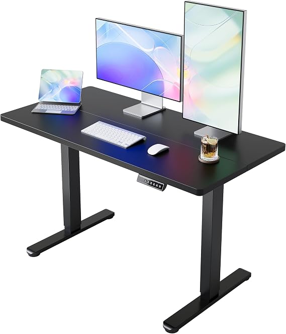 HUANUO 55x28 Inch Electric Standing Desk, Height Adjustable, Black | 176 Lbs Capacity, Smooth Home Office Desk, 4 Memory Presets & Headphone Hooks, 28.346.5 Inch Height Range, Easy to assemble