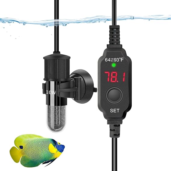 YOFOTHS Adjustable Mini Aquarium Heater, 10W for Tanks 1-2 Gallons