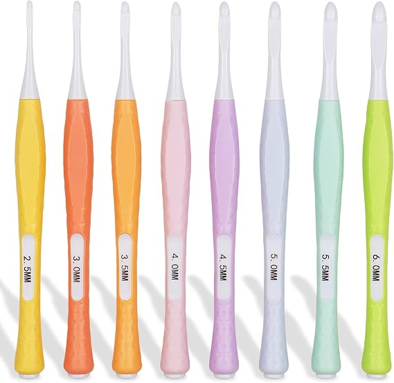 Katech 8 Sizes Inline Crochet Hooks Set, Ergonomic Non Slip Crochet Hook