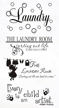 4PCS Laundry Room Decals Vinyl Art Lettering Decals for Walls Peel and Stick Laundry Sign Stickers Decor