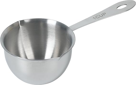 DOTINGHUX 1 Cup Stainless Steel Measuring Cup, 3 Types of Measurement Marks, Two Side Spouts, Dishwasher Safe, Compatible with All Cooktops